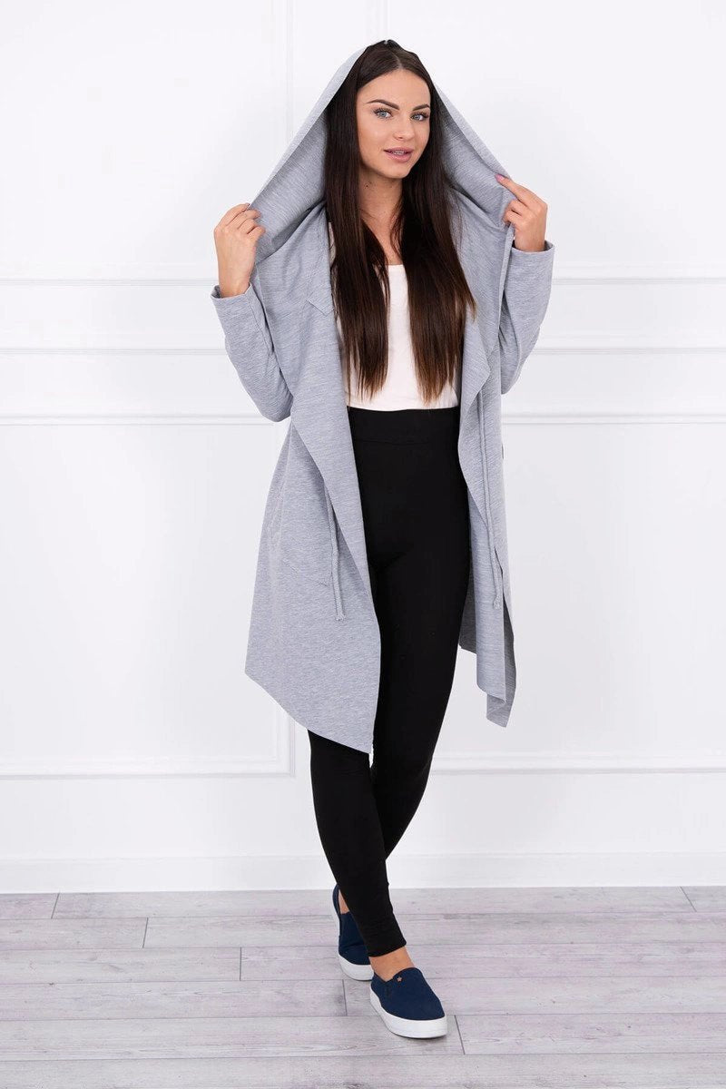 Cape with a loose hood 8928 / – Gray цвет / color | Lexline Fashion