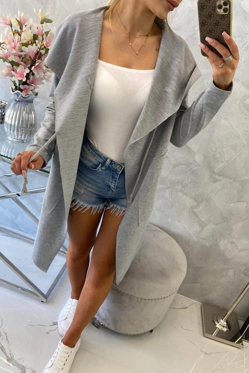 Cape with a loose hood 8928 / – Gray цвет / color | Lexline Fashion