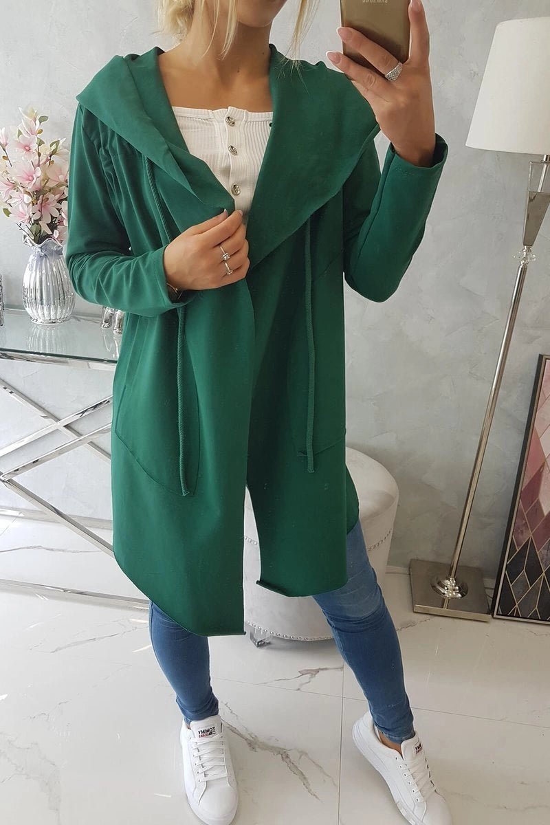 Cape with a loose hood 8928 / – Green цвет / color | Lexline Fashion