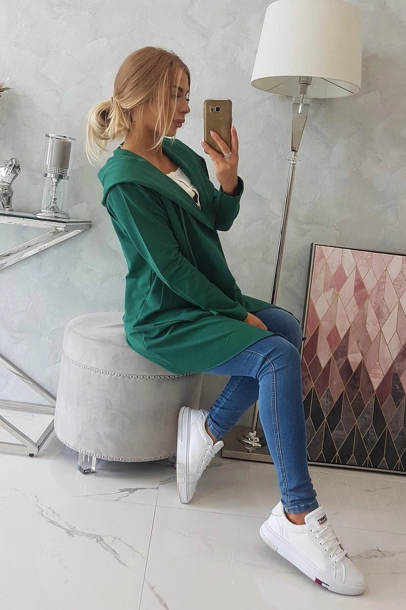 Cape with a loose hood 8928 / – Green цвет / color | Lexline Fashion