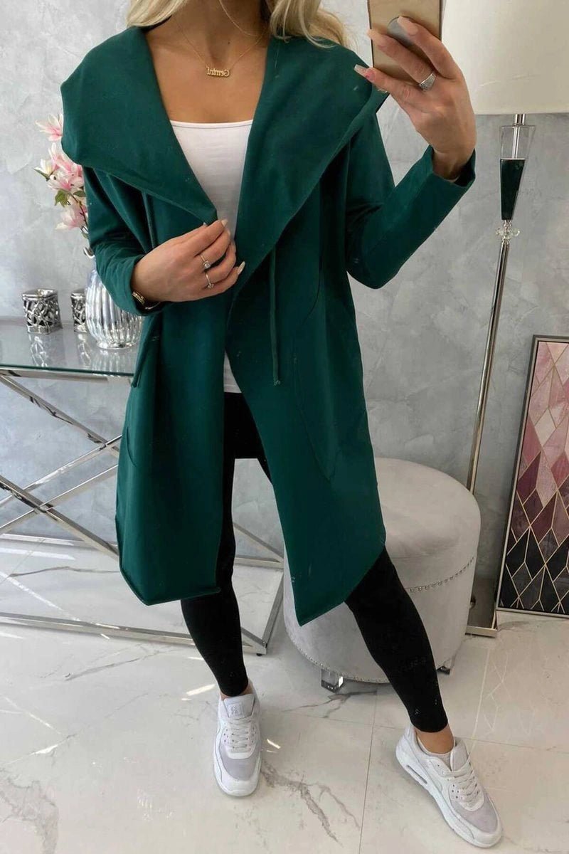 Cape with a loose hood 8928 / – Green цвет / color | Lexline Fashion