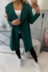 Cape with a loose hood 8928 / – Green цвет / color | Lexline Fashion