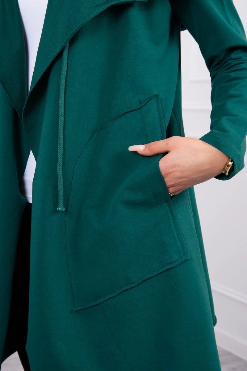 Cape with a loose hood 8928 / – Green цвет / color | Lexline Fashion