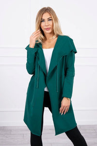 Cape with a loose hood 8928 / – Green цвет / color | Lexline Fashion
