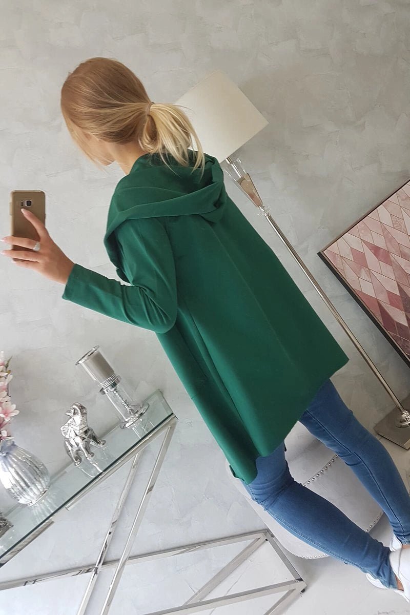 Cape with a loose hood 8928 / – Green цвет / color | Lexline Fashion