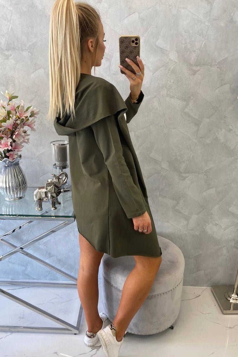 Cape with a loose hood 8928 / – Khaki цвет / color | Lexline Fashion