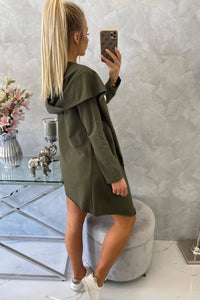 Cape with a loose hood 8928 / – Khaki цвет / color | Lexline Fashion