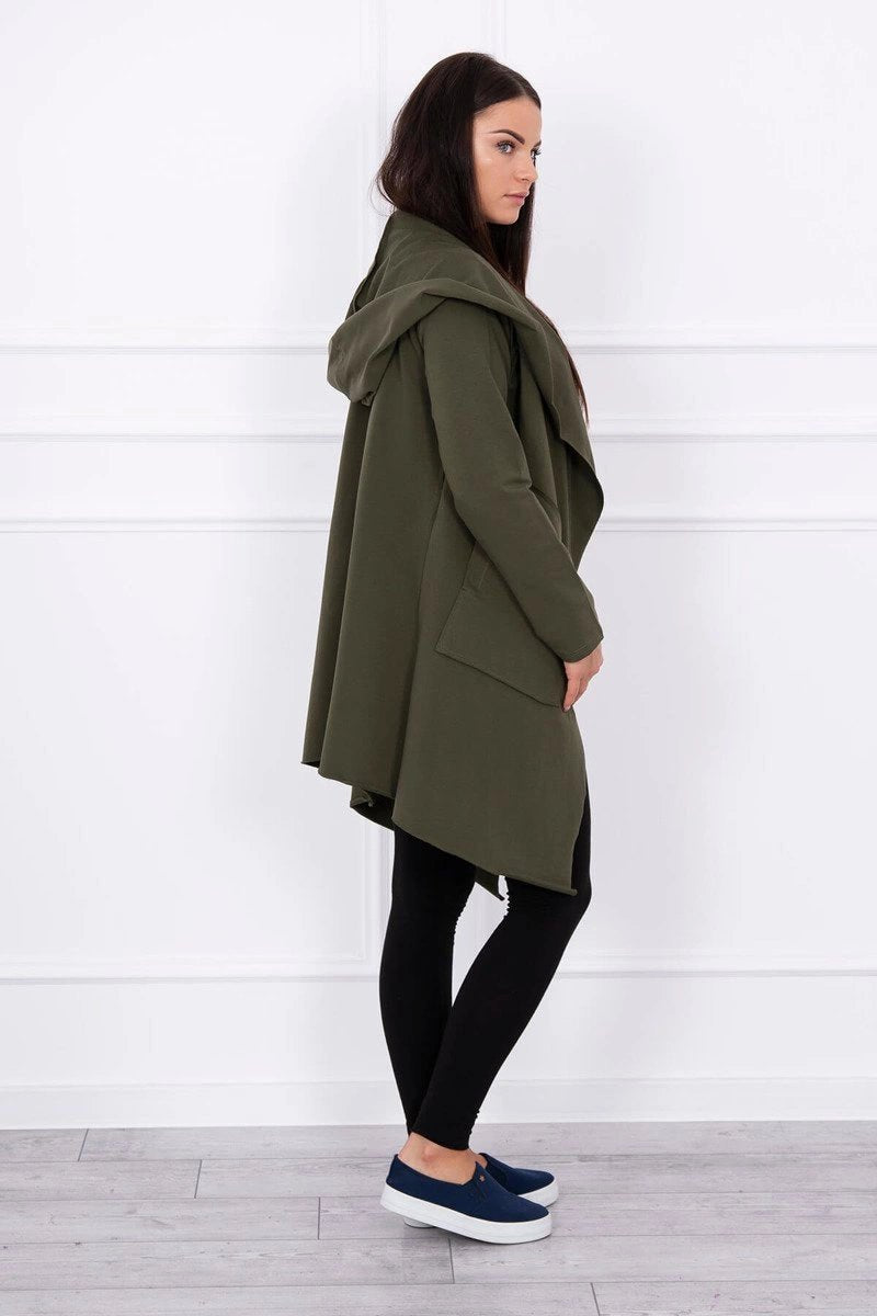 Cape with a loose hood 8928 / – Khaki цвет / color | Lexline Fashion