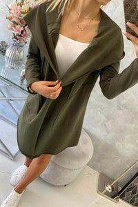 Cape with a loose hood 8928 / – Khaki цвет / color | Lexline Fashion