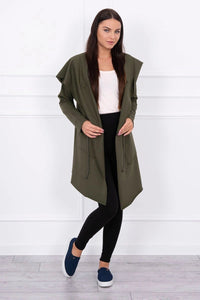 Cape with a loose hood 8928 / – Khaki цвет / color | Lexline Fashion