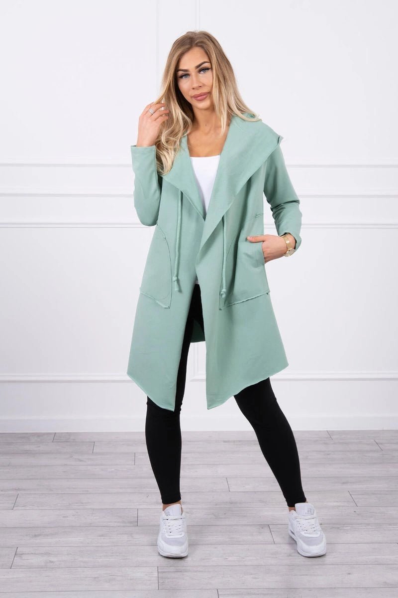 Cape with a loose hood 8928 / – Mint || Dark цвет / color | Lexline Fashion