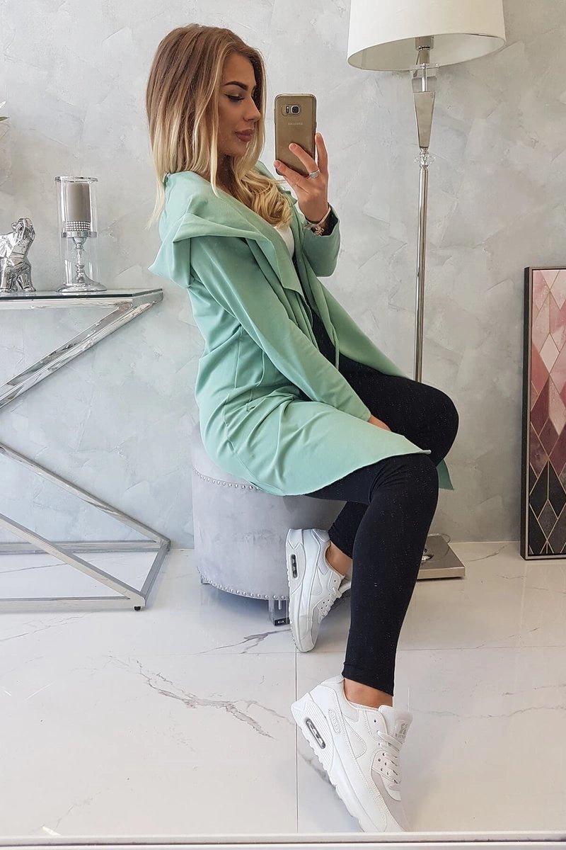 Cape with a loose hood 8928 / – Mint || Dark цвет / color | Lexline Fashion