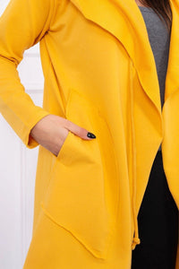 Cape with a loose hood 8928 / – Mustard цвет / color | Lexline Fashion