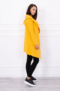 Cape with a loose hood 8928 / – Mustard цвет / color | Lexline Fashion