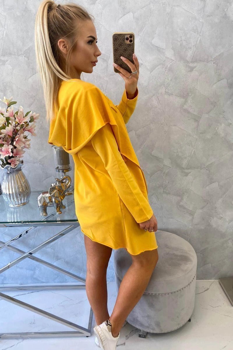 Cape with a loose hood 8928 / – Mustard цвет / color | Lexline Fashion