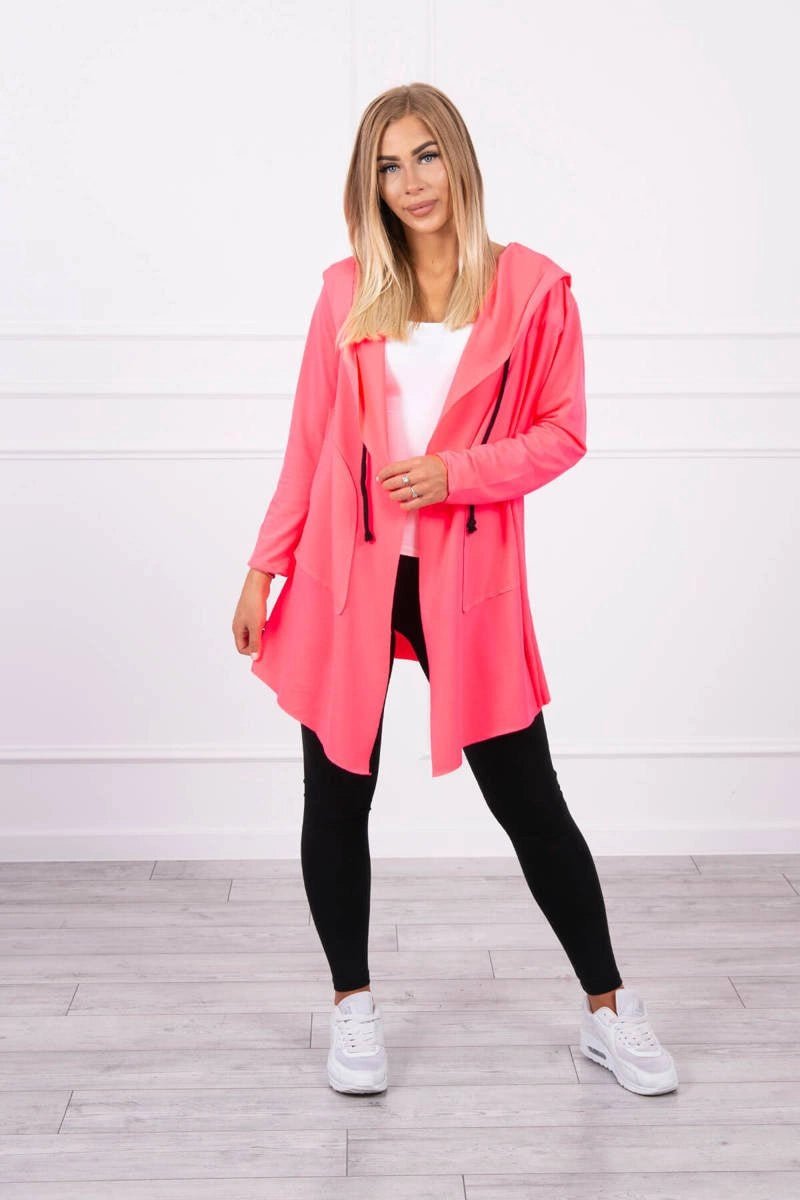 Cape with a loose hood 8928 / – Neon pink цвет / color | Lexline Fashion