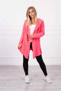 Cape with a loose hood 8928 / – Neon pink цвет / color | Lexline Fashion