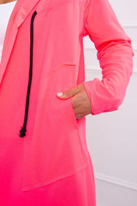 Cape with a loose hood 8928 / – Neon pink цвет / color | Lexline Fashion