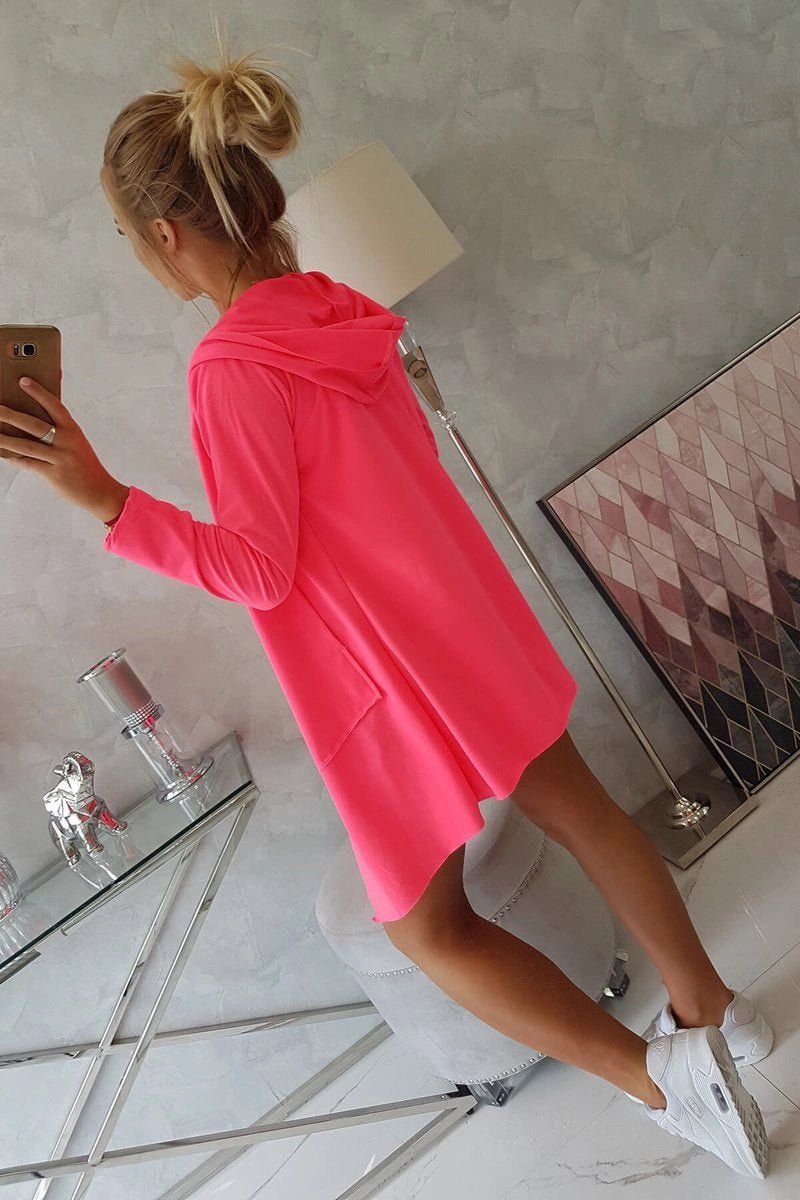 Cape with a loose hood 8928 / – Neon pink цвет / color | Lexline Fashion