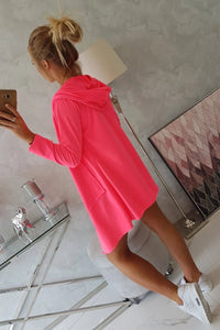 Cape with a loose hood 8928 / – Neon pink цвет / color | Lexline Fashion