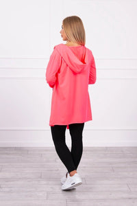 Cape with a loose hood 8928 / – Neon pink цвет / color | Lexline Fashion