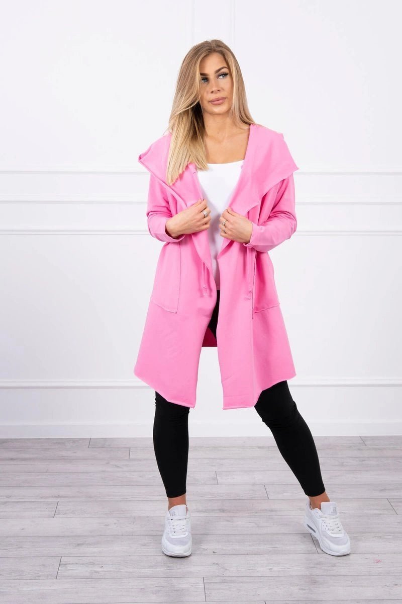 Cape with a loose hood 8928 / – Pink цвет / color | Lexline Fashion