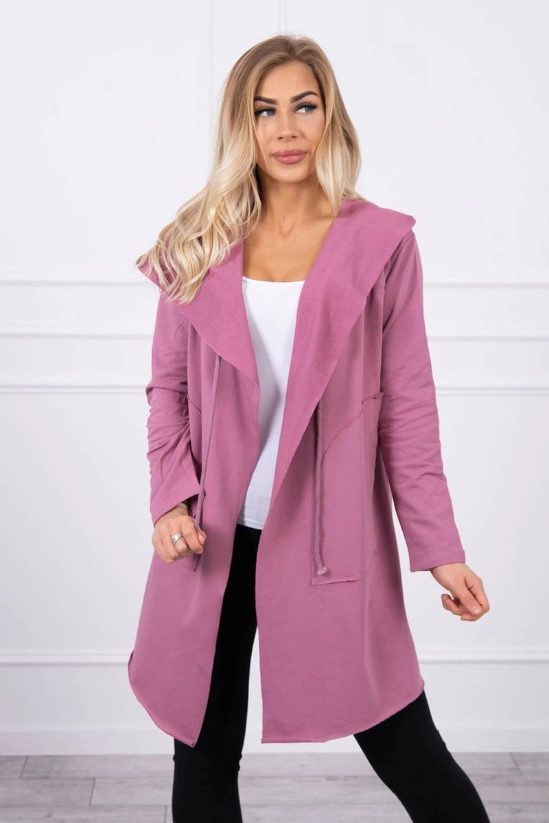 Cape with a loose hood 8928 / – Pink || Dark цвет / color | Lexline Fashion