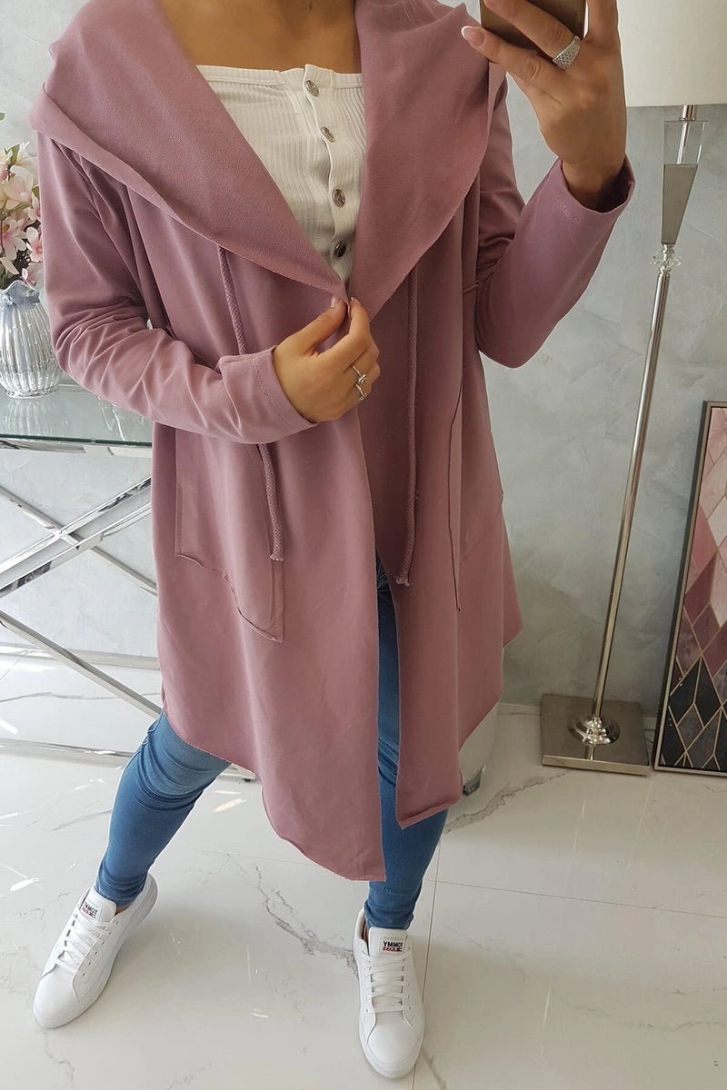 Cape with a loose hood 8928 / – Pink || Dark цвет / color | Lexline Fashion