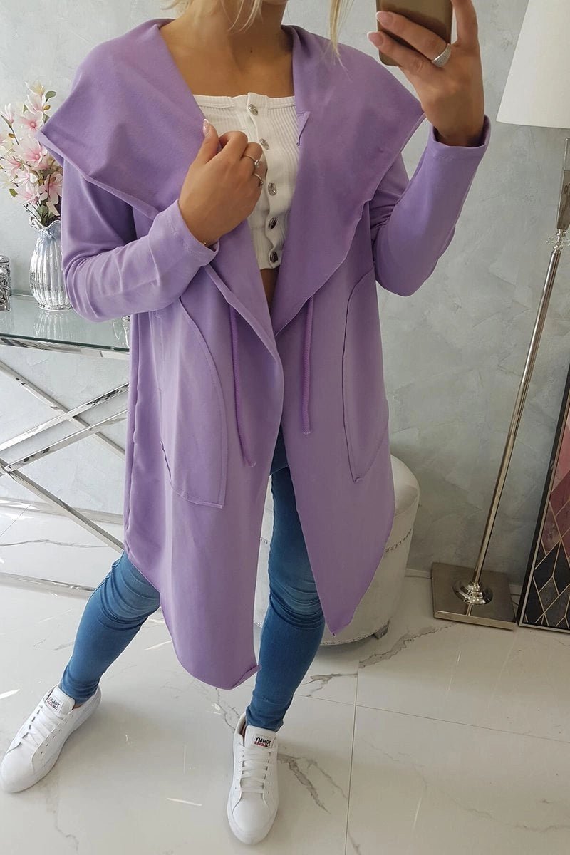 Cape with a loose hood 8928 / – Purple цвет / color | Lexline Fashion