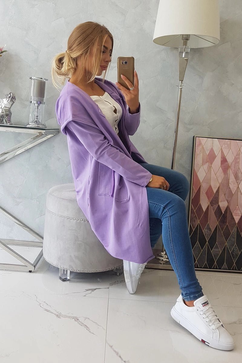 Cape with a loose hood 8928 / – Purple цвет / color | Lexline Fashion