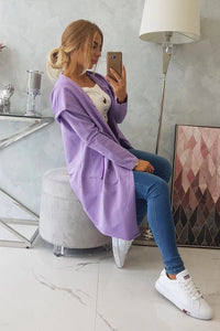 Cape with a loose hood 8928 / – Purple цвет / color | Lexline Fashion