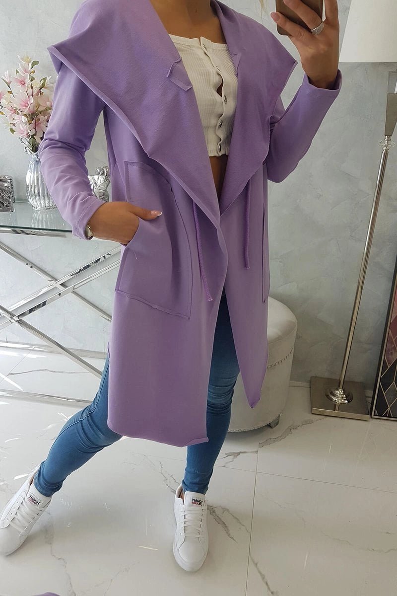 Cape with a loose hood 8928 / – Purple цвет / color | Lexline Fashion