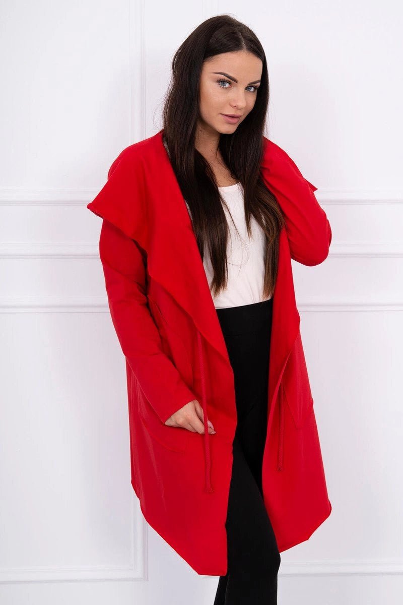 Cape with a loose hood 8928 / – Red цвет / color | Lexline Fashion