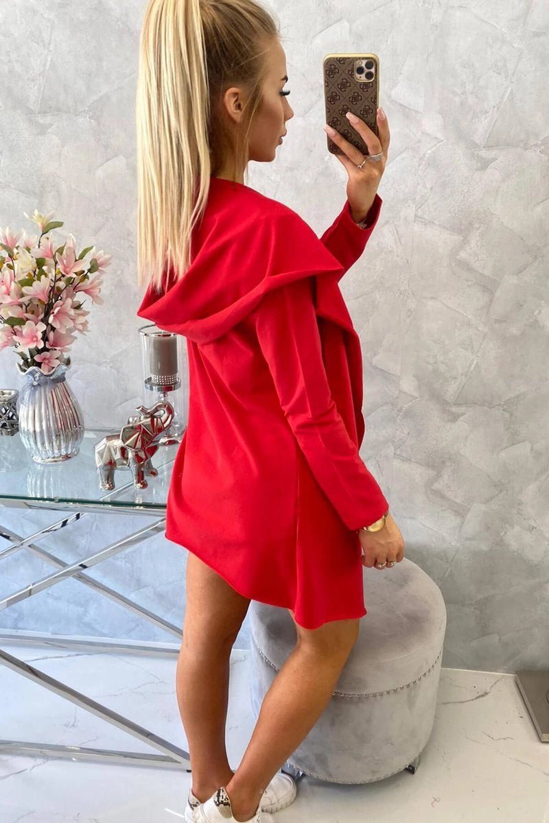 Cape with a loose hood 8928 / – Red цвет / color | Lexline Fashion