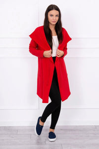 Cape with a loose hood 8928 / – Red цвет / color | Lexline Fashion