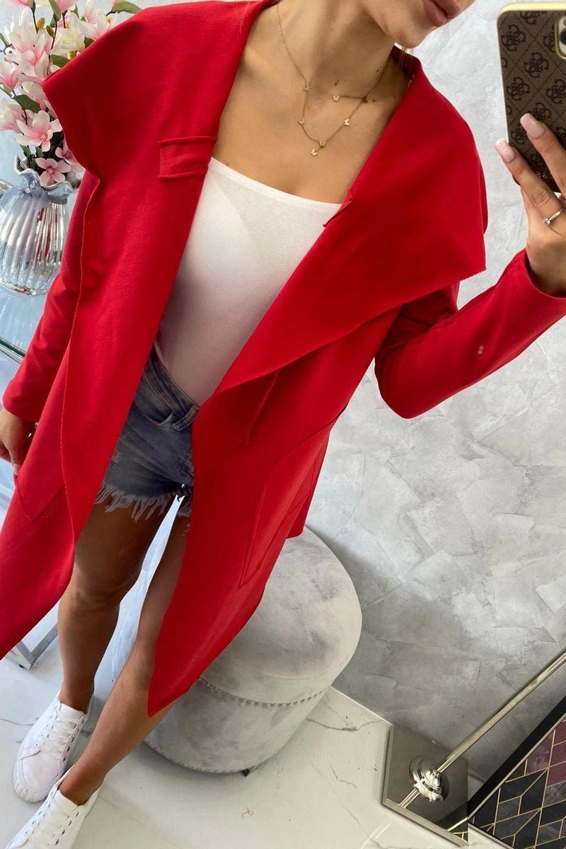 Cape with a loose hood 8928 / – Red цвет / color | Lexline Fashion