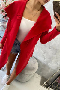 Cape with a loose hood 8928 / – Red цвет / color | Lexline Fashion