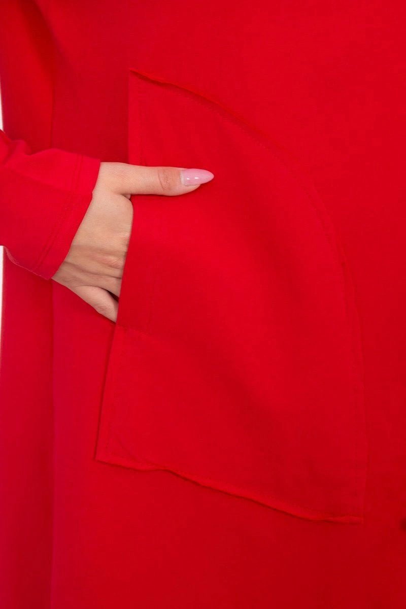 Cape with a loose hood 8928 / – Red цвет / color | Lexline Fashion
