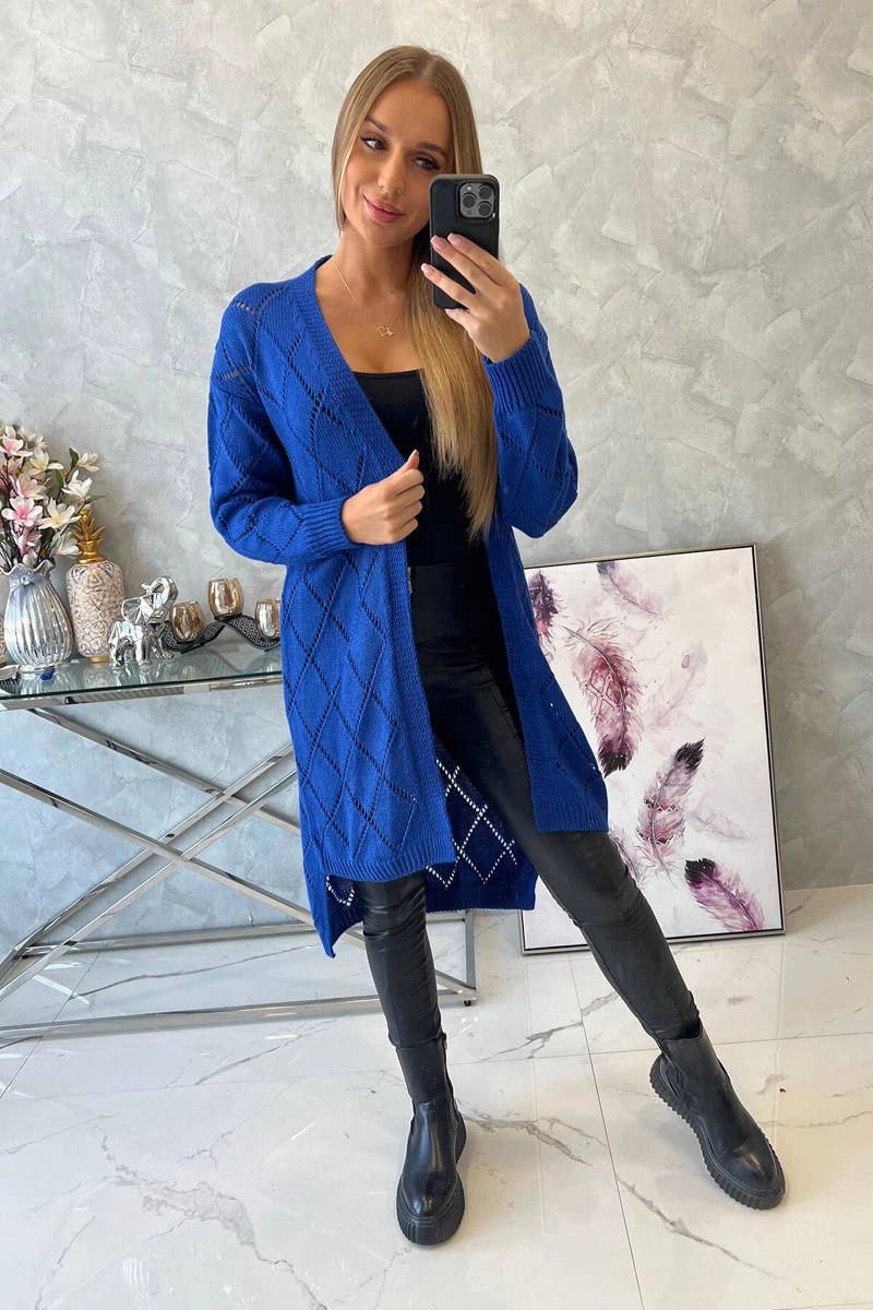 Cardigan with a geometric pattern 2020 - 4 / – Blue cornflower цвет / color | Lexline Fashion