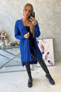 Cardigan with a geometric pattern 2020 - 4 / – Blue cornflower цвет / color | Lexline Fashion