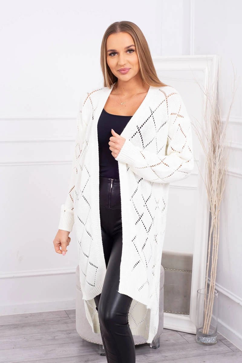 Cardigan with a geometric pattern 2020 - 4 / – Ecru цвет / color | Lexline Fashion