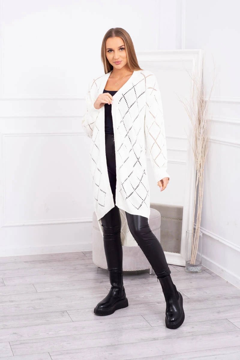 Cardigan with a geometric pattern 2020 - 4 / – Ecru цвет / color | Lexline Fashion