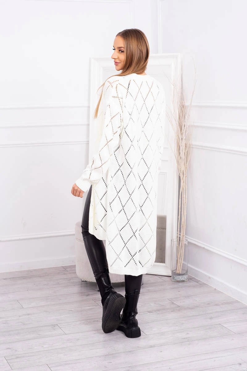Cardigan with a geometric pattern 2020 - 4 / – Ecru цвет / color | Lexline Fashion
