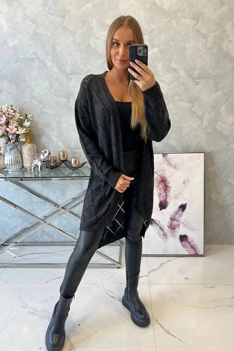 Cardigan with a geometric pattern 2020 - 4 / – Graphite цвет / color | Lexline Fashion