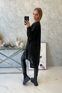 Cardigan with a geometric pattern 2020 - 4 / – Graphite цвет / color | Lexline Fashion