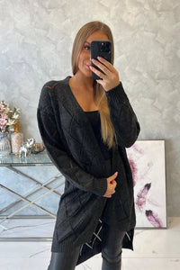 Cardigan with a geometric pattern 2020 - 4 / – Graphite цвет / color | Lexline Fashion