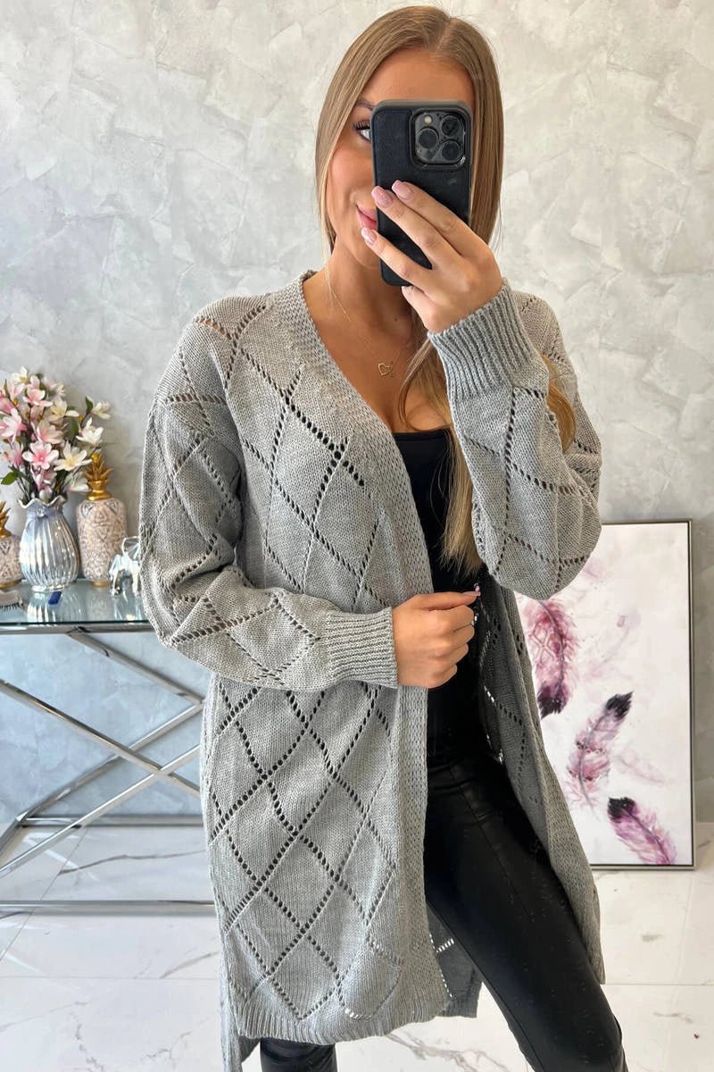 Cardigan with a geometric pattern 2020 - 4 / – Gray цвет / color | Lexline Fashion