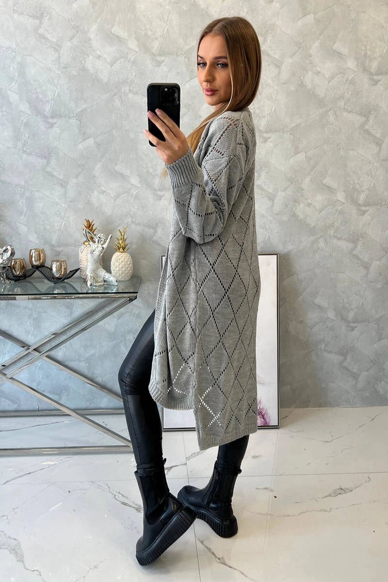 Cardigan with a geometric pattern 2020 - 4 / – Gray цвет / color | Lexline Fashion