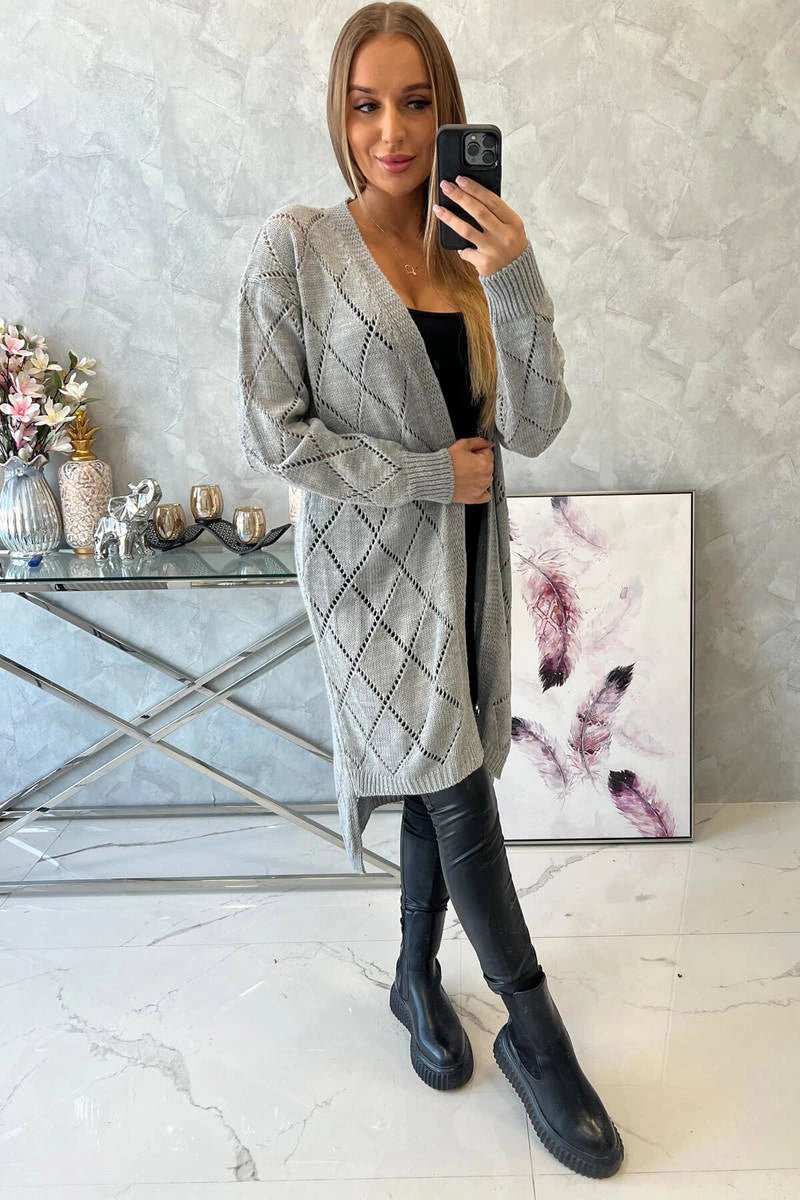 Cardigan with a geometric pattern 2020 - 4 / – Gray цвет / color | Lexline Fashion