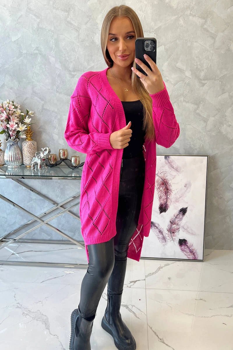 Cardigan with a geometric pattern 2020 - 4 / – Pink цвет / color | Lexline Fashion